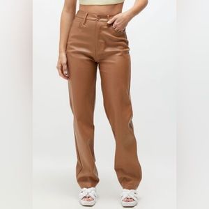 Madewell women’s brown leather wide leg pants 29 NWT L68-6